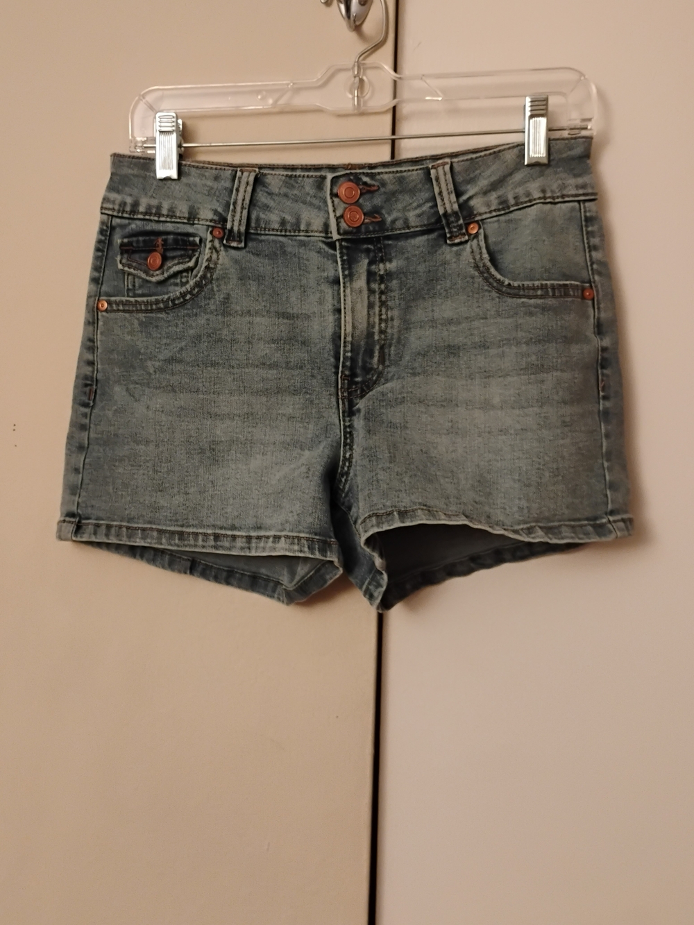 Celebrity Pink Washed Light Blue High-Rise Denim Shorts